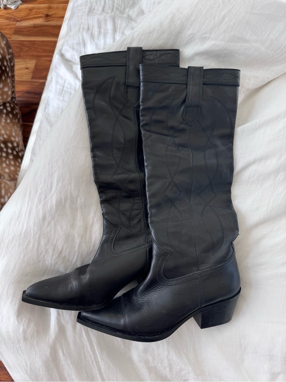 Zara Black just below knee cowboy boots